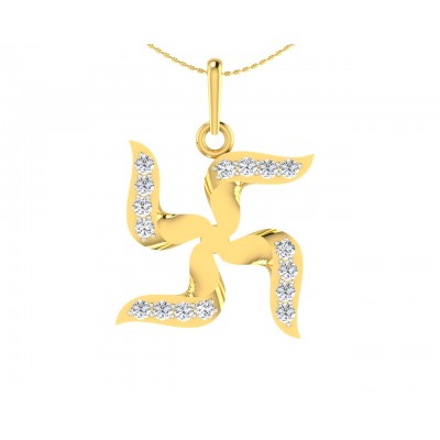 Gold Swastika Pendant with diamonds